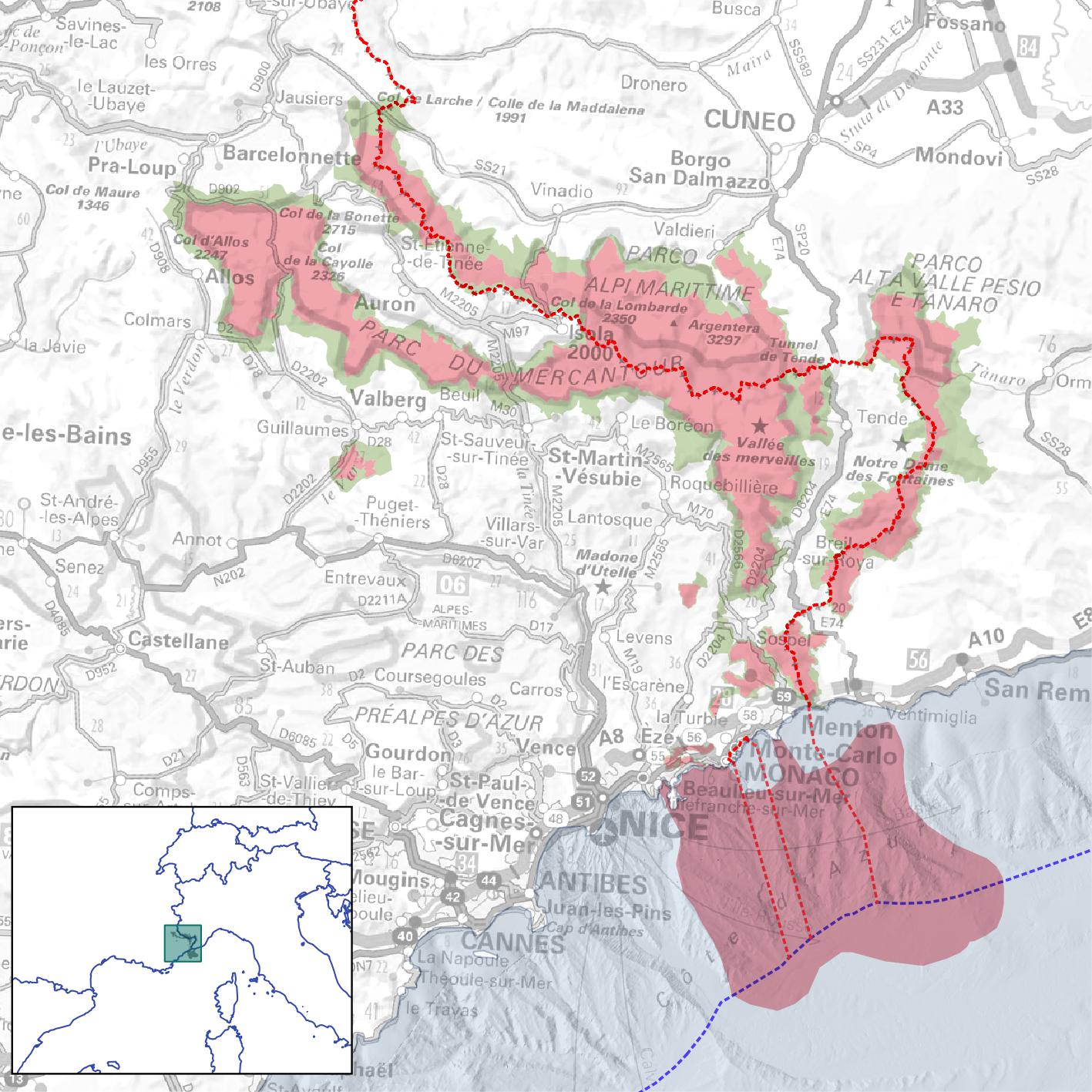 Périmètre géographique des Alpes de la Méditerranée